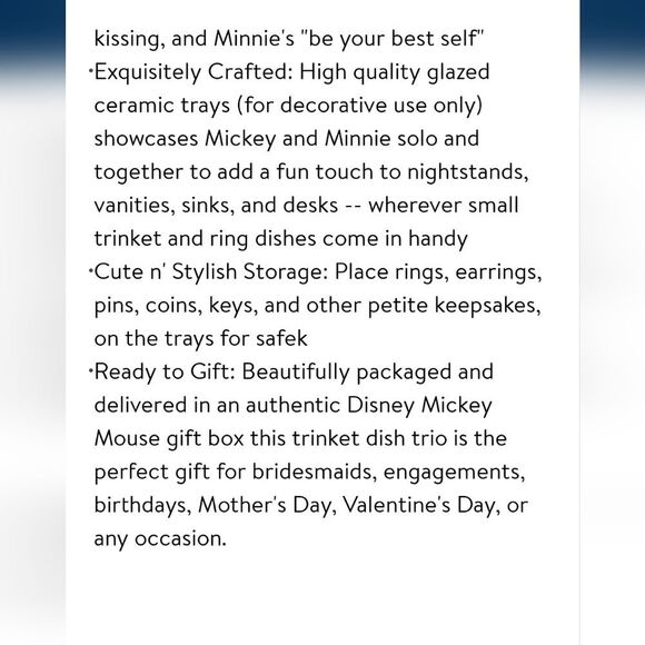 Disney Mickey & Minnie Mouse Ceramic Jewelry Trays/Trinkets - Picture 7 of 10